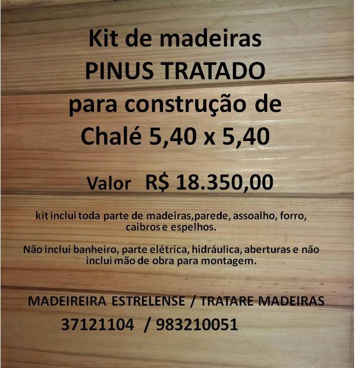 Kit de madeiras pinus tratado para construção de chalé 
